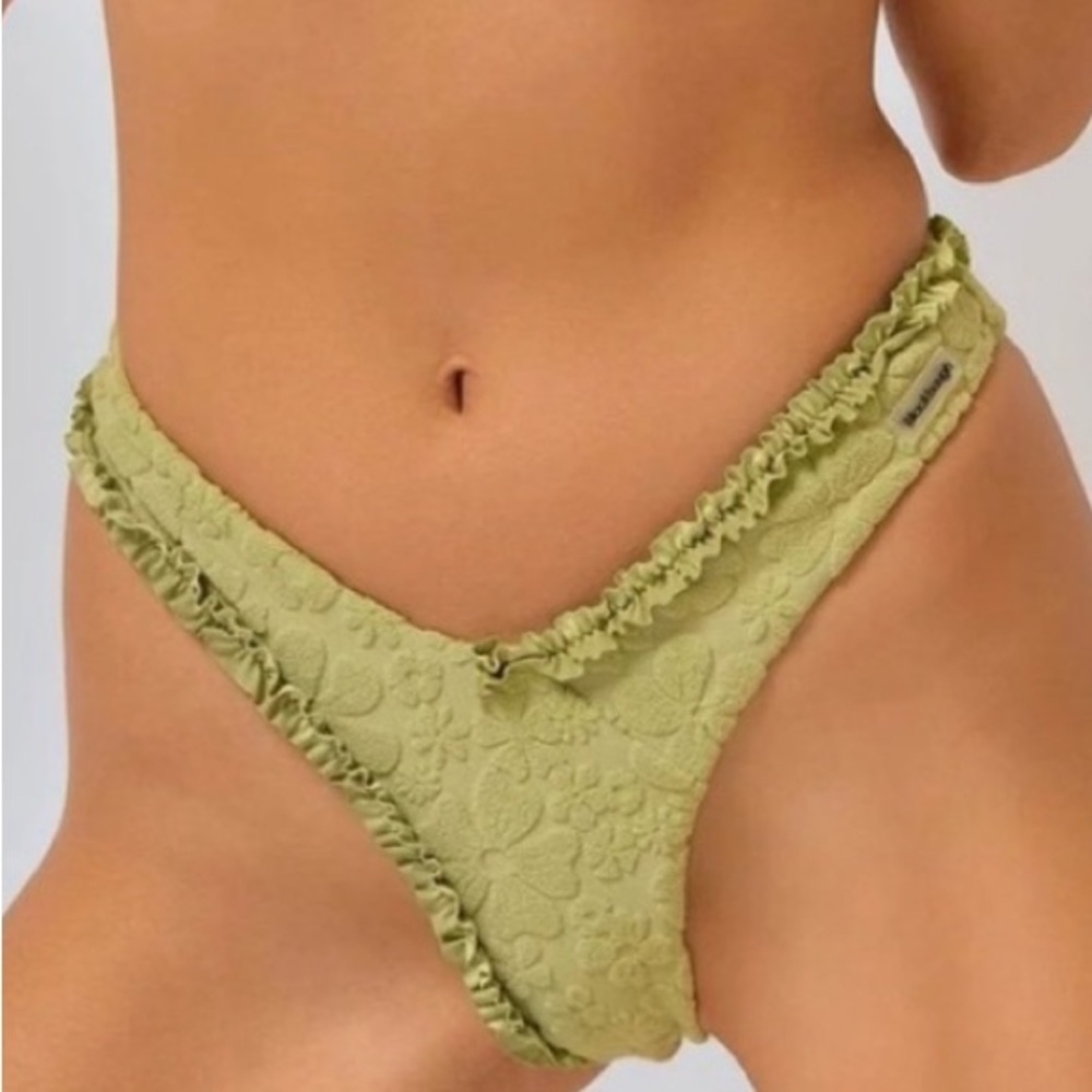 Blackbough Amelia Frilled Terrycloth Matcha Bikini Bottom S
